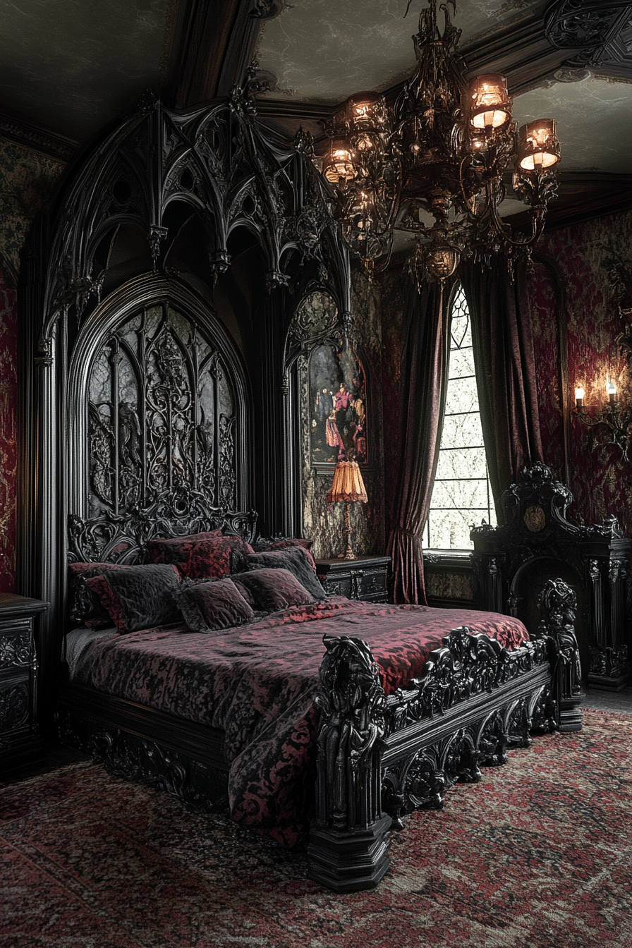 19 Gothic Bedroom Ideas That Highlight Rich Textures and Dark Tones