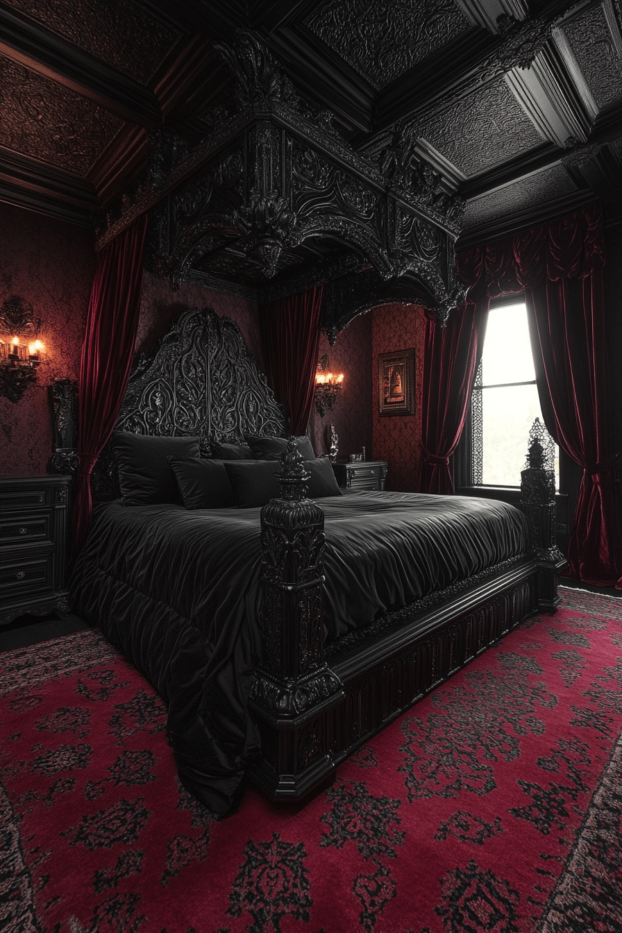 19 Gothic Bedroom Ideas That Highlight Rich Textures and Dark Tones