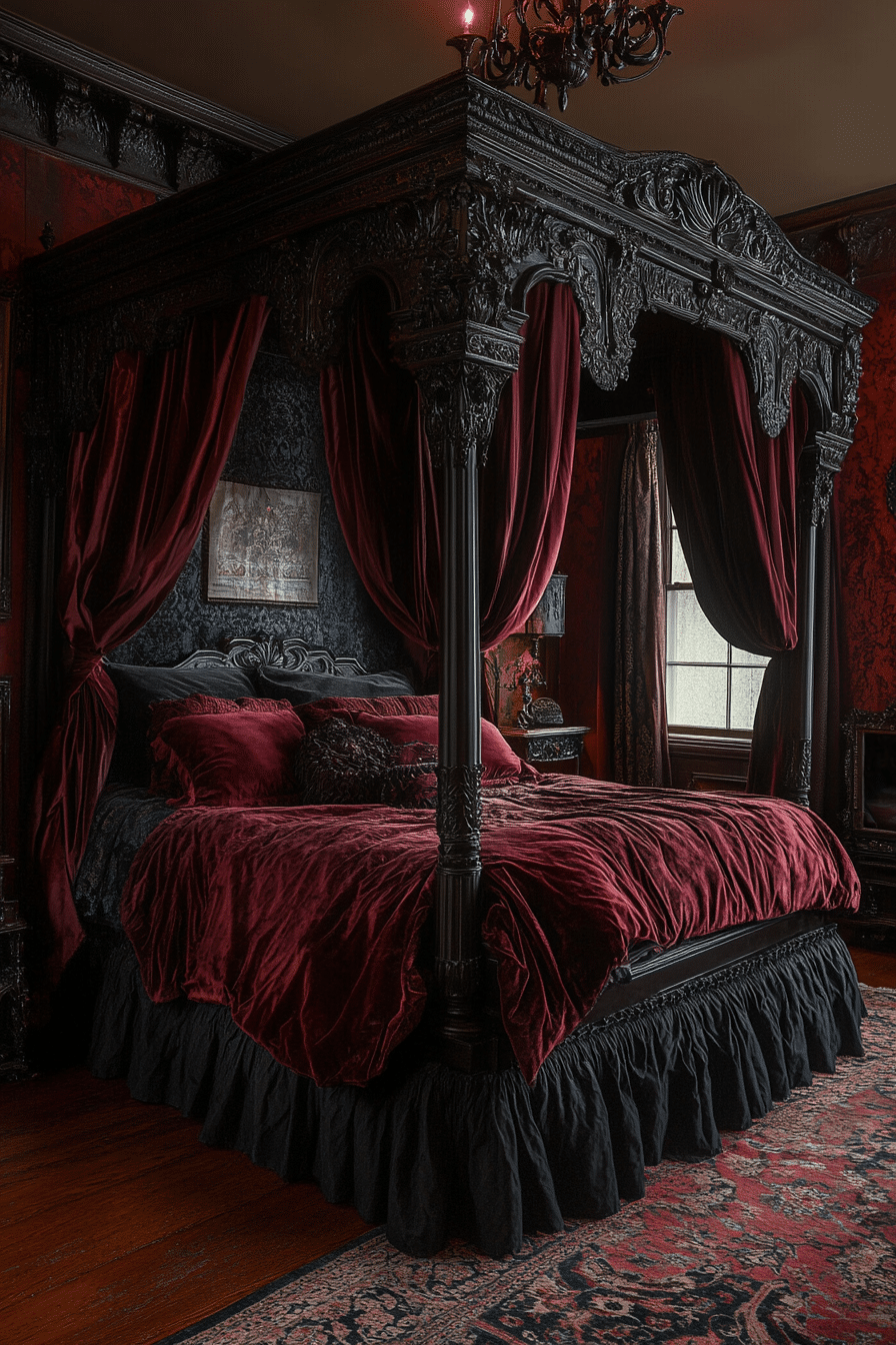 19 Gothic Bedroom Ideas That Highlight Rich Textures and Dark Tones