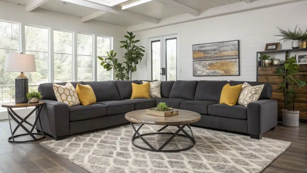 charcoal couch living room
