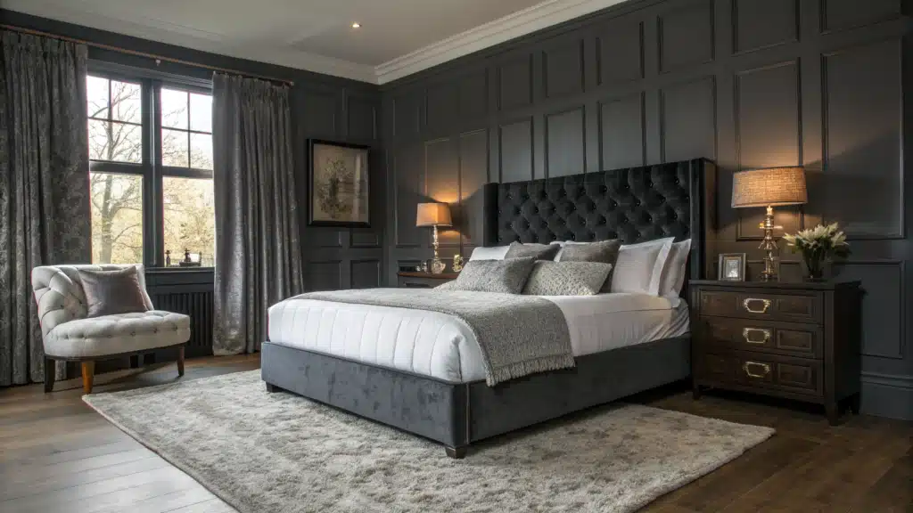 dark grey bedroom