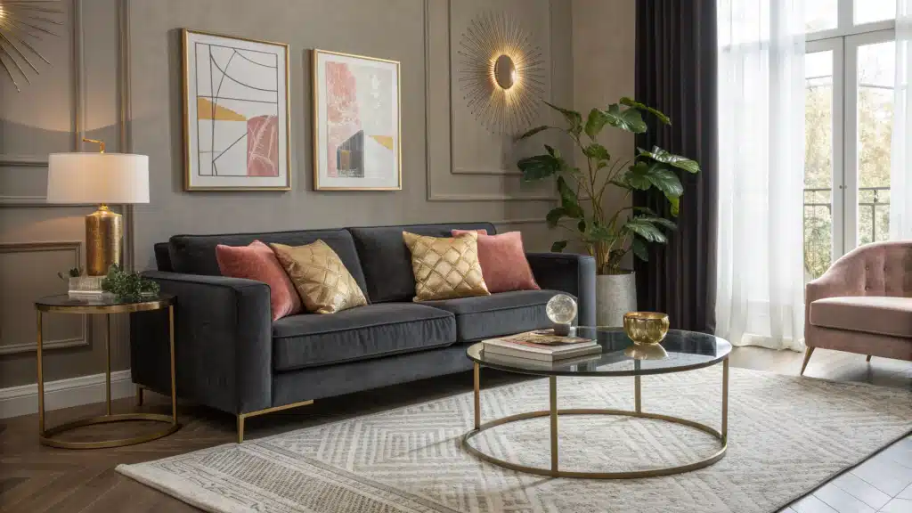 dark grey couch living room