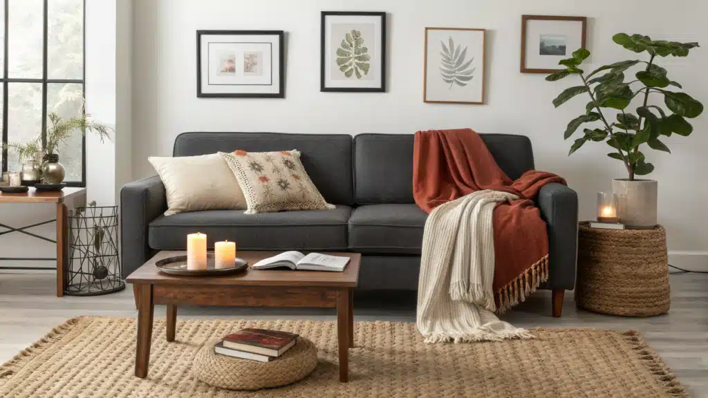 dark grey sofa living room