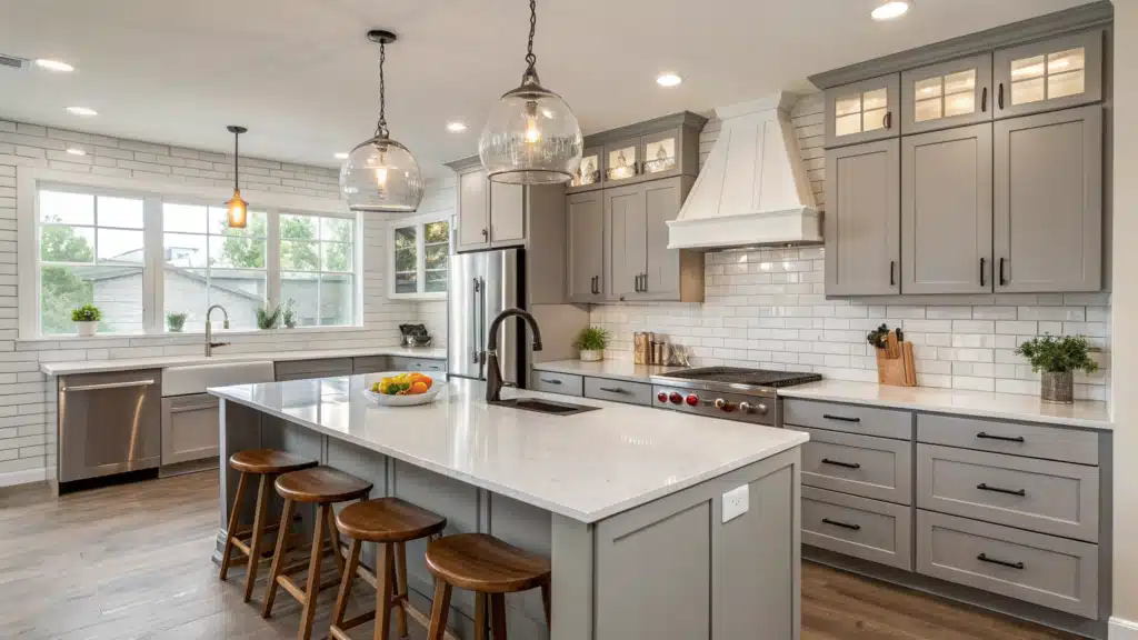 gray kitchen cabinets